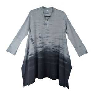 Johnny Was Pete & Greta Size Small Oversized Linen Blend Tunic Top Dip Dye Green